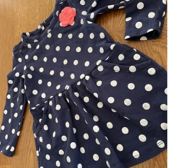 Gymboree Circo Blue White Polka Dot Dress Pink Flower T Shirt Dress Sz 3T Knit - Picture 6 of 9